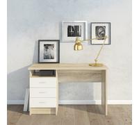 Function Plus Oak Desk 3 White Drawers, none