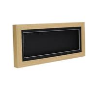 Oak Effect 3D 1" Cube Range Deep Box Shadow Frame Memory Box Display Case Medals Panoramic-20x8 inch-Black Mount
