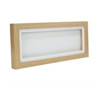 Oak Effect 3D 1" Cube Range Deep Box Shadow Frame Memory Box Display Case Medals Panoramic-22x10 inch-White Mount