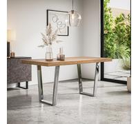(Oak Effect) Aria 4-6 Seater Dining Table w Chrome Legs