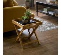 Oak Effect Foldable Tray Table (H)44Cm (W)40Cm