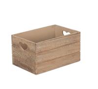 Oak Effect Heart Cut Handle Wooden Storage Crate Red Hamper Brown S