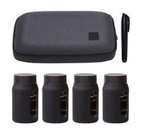 Oak & Ember Flight Flask Traveller II - Whisky Travel Set with 4 x 100ml Glass Flasks, Marker Pen & Water-Resistant Carry Case - Tasting Kit, Distillery Tour Accessory & Gift
