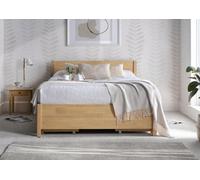 Oak Finish Bed Frame - King Size With Four Drawers