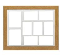 Oak Frame 20x16' Multi Aperture Picture Frame with White Mount to fit (x2) 7x5' (7x) 6x4' Photos with Perspex Sheet - Wall Mountable Landscape or Portrait