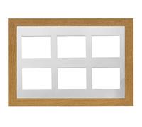Oak Frame 30x20' Multi Aperture Picture Frame with White Mount to fit (6x) 8x6' Photos with Perspex Sheet - Wall Mountable Landscape or Portrait