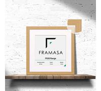 (Oak Frame White Mount, 50x50CM Pic (60x60CM Frame)) Oak Photo Frames With Mounts Flat Wooden Effect Picture Frame With Multicolored Mounts White Ivory or Black