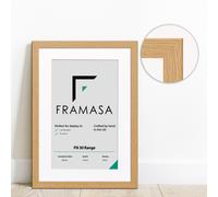 (Oak Frame White Mount, 90x60CM Pic (100x70CM Frame)) Oak Photo Frames With Mounts Flat Wooden Effect Picture Frame With Multicolored Mounts White Ivory or Black