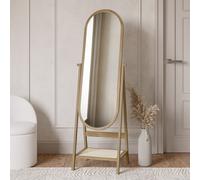 Oak Full Length Free-Standing Oval Mirror with Shelf - Ida
