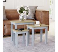 (Oak & Grey) Vida Designs Yorkshire Nest of 3 Wooden Tables