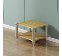 Oak HiFi Rack 2 Tier Audio Cabinet Stereo Record Player Stand Media Storage Shelving for Home AV Equipment Rounded Corner Design Stylish Furniture