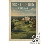 Oak Hill Country Golf Club Vintage Poster Jigsaw Puzzle, 1000 Piece