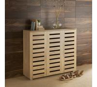Home Source Oslo 3 Door Shoe Storage Cabinet Unit Oak Effect