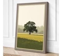 Oak in Golden Fields Japandi Canvas Wall Art Print 24x16 Inch (61 x 41 cm)