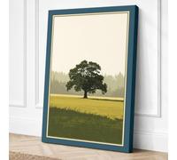 Oak in Golden Fields Japandi Canvas Wall Art Print 24x16 Inch (61 x 41 cm)