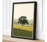 Oak in Golden Fields Japandi Canvas Wall Art Print 30x20 Inch (76 x 51 cm)