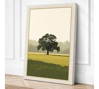 Oak in Golden Fields Japandi Canvas Wall Art Print 30x20 Inch (76 x 51 cm)