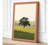Oak in Golden Fields Japandi Canvas Wall Art Print 36x24 Inch (91 x 61 cm)
