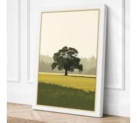 Oak in Golden Fields Japandi Canvas Wall Art Print 36x24 Inch (91 x 61 cm)