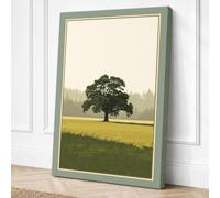 Oak in Golden Fields Japandi Canvas Wall Art Print 36x24 Inch (91 x 61 cm)