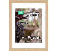 OAK Large A4 Picture Poster Frame Size 21 X 29.7cm, 210 X 297mm with White mount for Image, Photo, Artwork, or Print Size A5, 15 X 20cm, 150 X 200mm [OAK A4/A5 Frame]