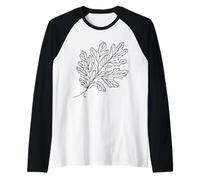 Oak Leaf Line Art Nature Lover Raglan Baseball Tee