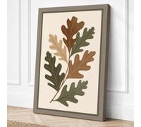 Oak Leaf Study Botanical Canvas Wall Art Print 36x24 Inch (91 x 61 cm)