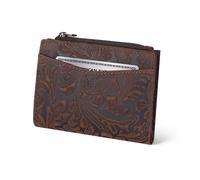 Oak Leathers Leather Wallet for Women - Small RFID Coin Purse Credit Card & ID Holder for Ladies, Gift for Women's, Bifold Wallets (Crazy Horse Brown Flower)