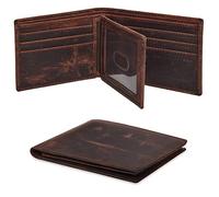 Oak Leathers Mens Slim Wallet | Minimalist Brown Leather Fabric | RFID Blocking | Bifold Credit Card Holder | Gifts for Men