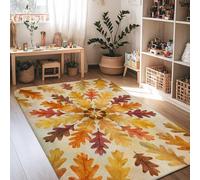 Oak Leaves Area Rug, Fall Nature Acorns Swirls Fall Orange Non-Slip Indoor Rectangle Carpet Non Shedding Rugs for Living Room Bedroom Under Bed Apartment Decor 4' X 6'
