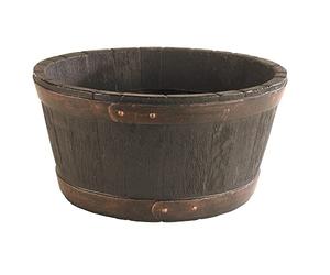 OAK LIKE BLACKSMITH BARREL PLASTIC PLANTER PLANT POT TUB GARDEN PATIO OUTDOOR