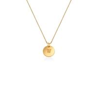 OAK & LUNA - A-Z Initial 18K Gold Plated Disc Necklace - Letter Pendant on Box Chain, Elegant and Ready to Give, 18" Box Chain, Sterling Silver, No Gemstone