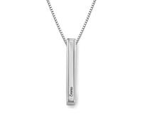 Oak&Luna - Engraved Pillar Bar Name Necklace in Sterling Silver - Customised Jewellery - Gift for Women - Gifts for Mother’s Day (9ct White Gold)