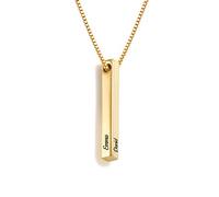 Oak&Luna - Engraved Pillar Bar Name Necklace in Sterling Silver - Customised Jewellery - Gift for Women - Gifts for Mother’s Day (18ct Gold Vermeil)