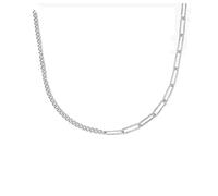 Oak&Luna - Half Gourmet and Half Link Chain - Custom Dainty Name Jewellery - Sterling Silver/Gold Plated/Vermeil - Gift for Women, Girlfriend, Mother., Gold Sterling Silver, No Gemstone