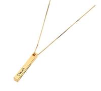 OAK&LUNA - Personalised 3D Pillar Bar Necklace - Custom Name Inscription Engraved Pendant - Jewelry Gift for Women, Her, Mum For Mother's Day (without Diamond, Gold Vermeil)