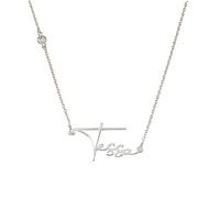 OAK & LUNA - Personalised Belle Necklace with Individual Name, Various Sterling Silver, with Diamonds, Various, Sterling Silver, With Diamonds