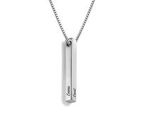 Oak&Luna - Personalised Engraved Pillar Bar Name Necklace with Name Inscriptions - Customised Jewellery - Silver or Gold Gift for Mum - Hanging Pendant Present for Mother’s Day”
