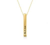 Oak&Luna - Personalised Engraved Pillar Bar Name Necklace with Name Inscriptions - Customised Jewellery - Silver or Gold Gift for Mum - Hanging Pendant Present for Mother’s Day”