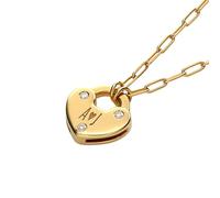 Oak & Luna - Personalised Heart Charm Necklace with up to 3 Individual Initials - Diamond Option - Sterling Silver 0.925, 18K Gold Vermeil - Designer Jewellery for Her, Mother, Girlfriend, Yellow Gold