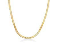 Oak&Luna - Personalised Herringbone Engraved Slim Chain Necklace in Silver or Gold for Women - Custom Made Jewellery Charm Nameplate - Gift for Mum - Gifts for Mother’s Day (18ct Gold Vermeil)