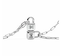 OAK & LUNA Personalised Initial Lock Necklace with 0.02 Carat Diamond Option - Personalised Gift for Her Women - Delicate Jewelry for Mother's Day, Christmas, Valentine's Day, Sterling Silver, No