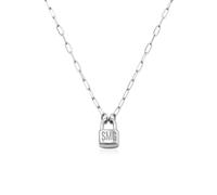 Oak&Luna - Personalised Initial Name Lock Necklace with Engraved Initials- Customised Jewellery Lock Pendant - Silver or Gold Gift for Women - Gifts For Valentine's Day (Sterling Silver)