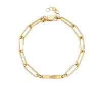 OAK & LUNA - Personalised Ivy Name Paperclip Chain Bracelet with Custom Inscriptions - Custom Jewellery for Mother's Day, Christmas, Birthday (Gold Vermeil, without Diamond)