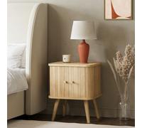 Oak Mid-Century Bedside Table with Tambour Doors - Breuer