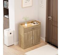 Home Source Novara Oak 2 Door Shoe Storage Drawer Cabinet