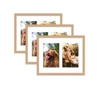 Oak Multi Photo Frame - Holds 2 x 6x4 Pictures, Family Collage Picture Frame for Wall Display, 10x8 Frame size, Set of 3