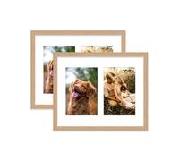 Oak Multi Photo Frame - Holds 2 x 6x4 Pictures, Family Collage Picture Frame for Wall Display, 10x8 Frame size, Set of 2