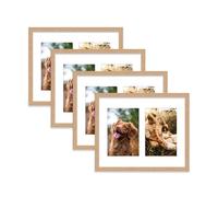 Oak Multi Photo Frame - Holds 2 x 6x4 Pictures, Family Collage Picture Frame for Wall Display, 10x8 Frame size, Set of 4