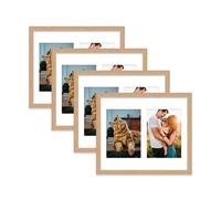 Oak Multi Photo Frame - Holds 2 x 7x5 Pictures, Family Collage Picture Frame for Wall Display, 12x10 Frame size, Set of 4